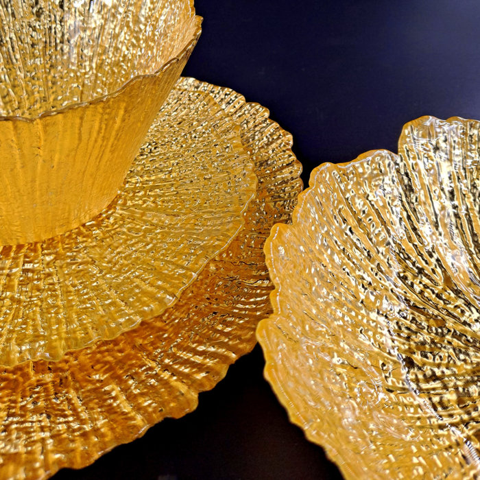 Red Pomegranate Handmade Glass Dinnerware Set Service for 4 Wayfair